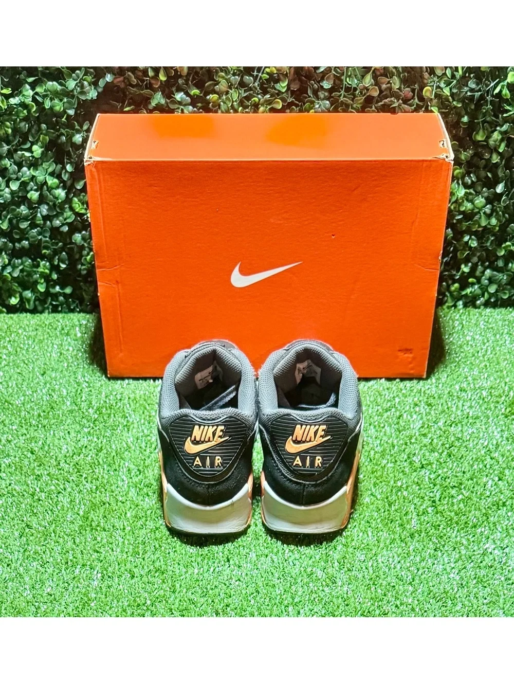 Nike Air Max 90 Black Grey Orange Women’s Size 9.5 Sneakers